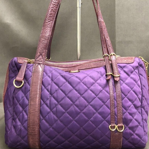 MZ Wallace Purple Quilted Leather Strap Concord Bedford Colette  Travel Tote Bag - Picture 1 of 8